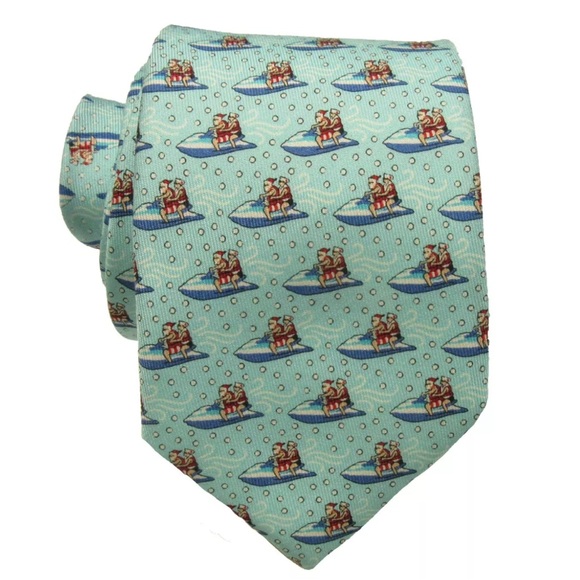 Vineyard Vines Boy's Island Paradise Jet Skiing Santa Print Tie NWT - Picture 1 of 6